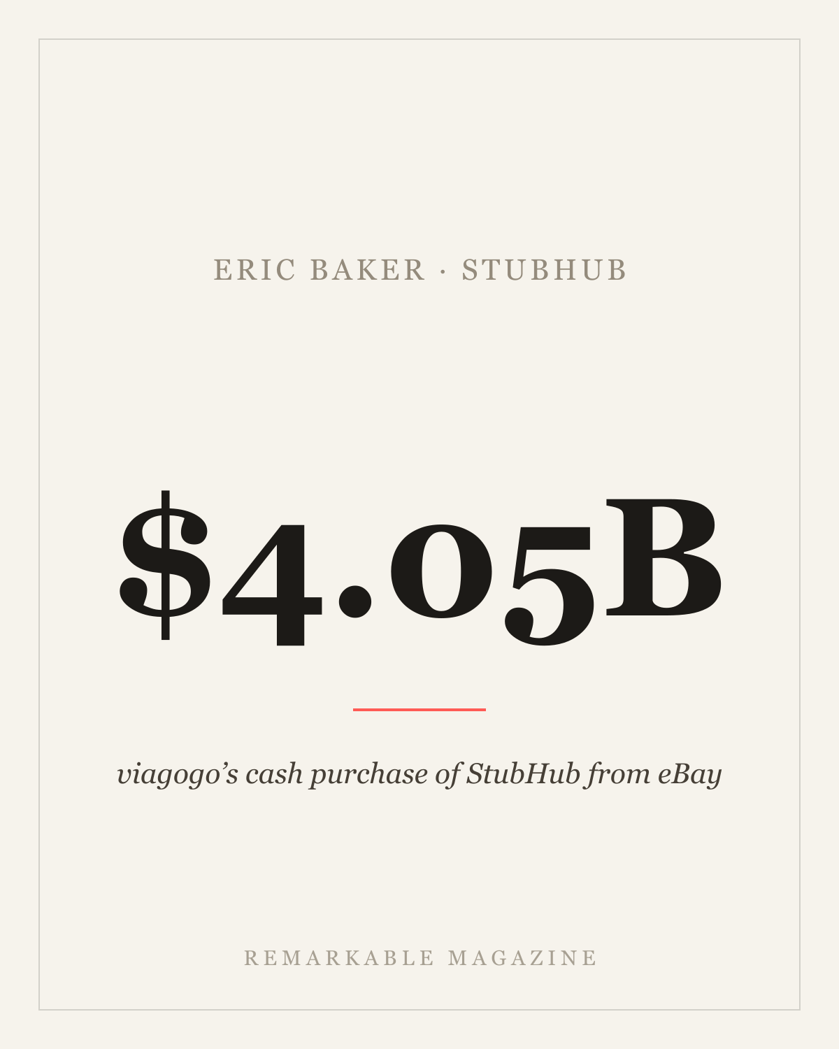viagogo bought StubHub back from eBay for $4.05 billion in cash