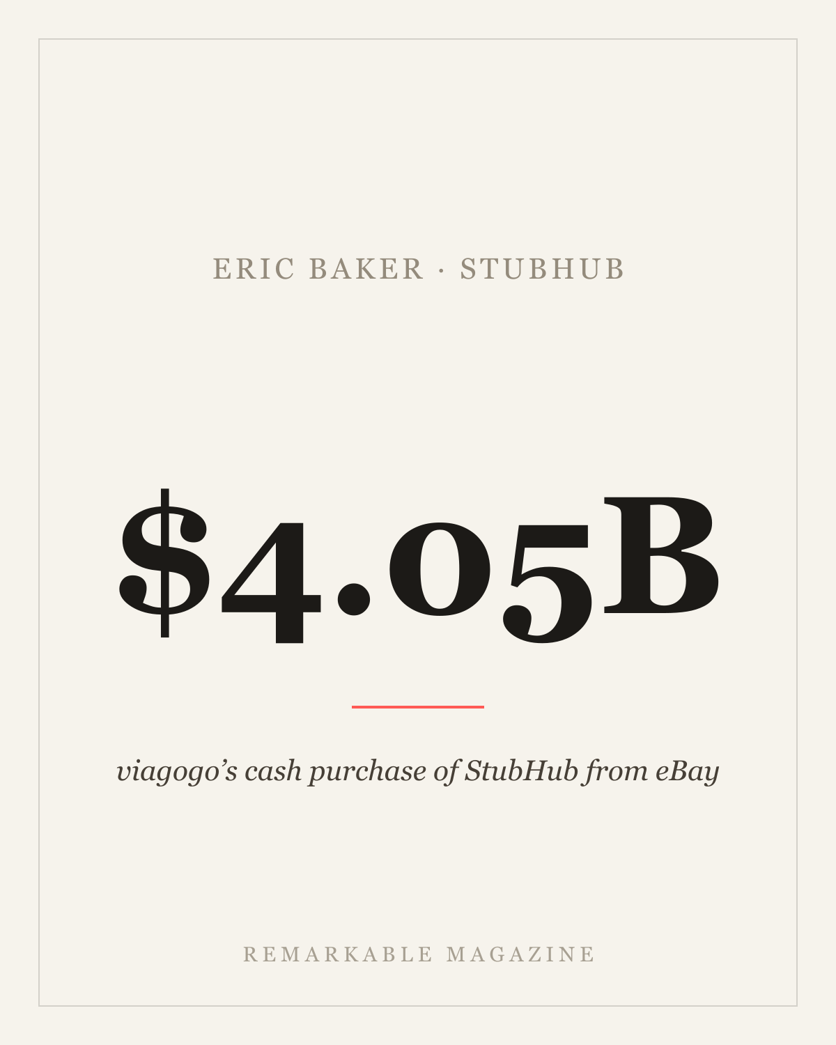 viagogo bought StubHub back from eBay for $4.05 billion in cash
