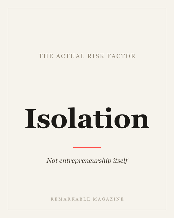 Isolation, not entrepreneurship, is the risk factor in founder burnout